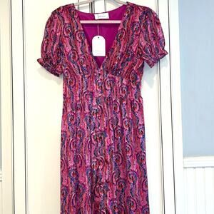 POLIN art MOI BNWT pink swirl patterned midi